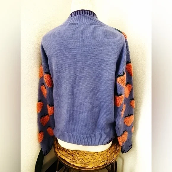 NWOT Strawberry Pattern Sweater lavender peach pink purple - Picture 5 of 5